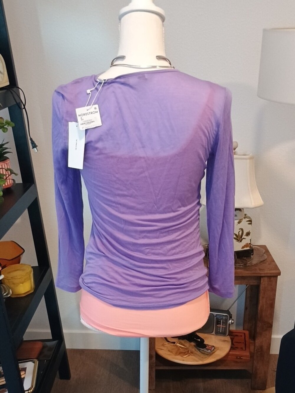 Vince Women's Lavender Long-Sleeve Lightweight Top by - Picture 3 of 5